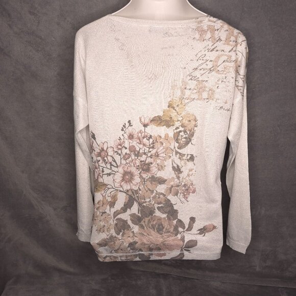 Bella Amore Floral Print XL Sweater Made In Italy Lightweight Knit Pullover - Picture 4 of 7